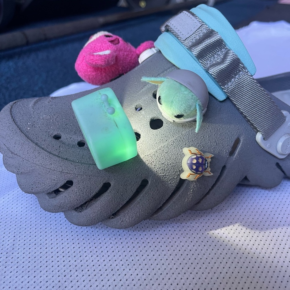 NEW CROCS charm jibbit charm motorcycle tv lights up rare